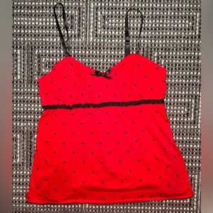 JOE BOXER red polka dot cami top with satin straps.